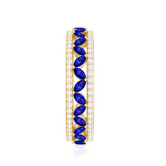 1.25 CT Elegant Created Blue Sapphire and Diamond Wedding Band Ring
