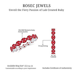 Marquise and Round Cut Created Ruby Contemporary Eternity Ring
