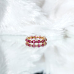 Marquise and Round Cut Created Ruby Contemporary Eternity Ring