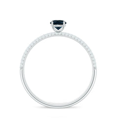5mm London Blue Topaz Solitaire Promise Ring with Diamond