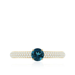 5mm London Blue Topaz Solitaire Promise Ring with Diamond