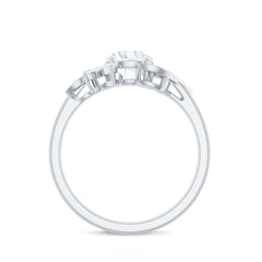 Certified Moissanite Flower Engagement Ring for Women