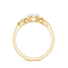 Certified Moissanite Flower Engagement Ring for Women