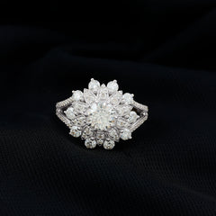 Certified Moissanite Statement Flower Engagement Ring