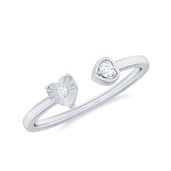Certified Real Diamond Heart Promise Ring in Cuff Style