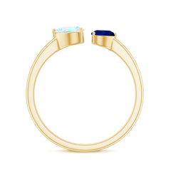 1 CT Blue Sapphire and Ethiopian Opal Toi Et Moi Heart Ring