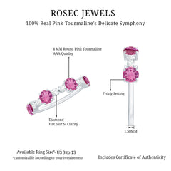 Alternate Semi Eternity Ring with Pink Tourmaline and Diamond
