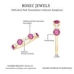 Alternate Semi Eternity Ring with Pink Tourmaline and Diamond