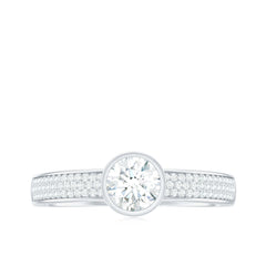 Bezel Set Moissanite Engagement Ring with Side Stones