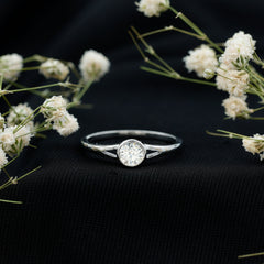 0.5 Carat Moissanite Solitaire Promise Ring in Split Shank