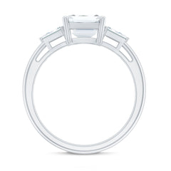 Solitaire Moissanite Emerald Cut Engagement Ring with Certificate