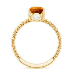 2.5 Carat Lab Grown Orange Sapphire Pear Shaped Engagement Ring with Twisted Rope