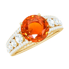 2.25 Carat Lab Grown Orange Sapphire Solitaire Engagement Ring with Side Stones