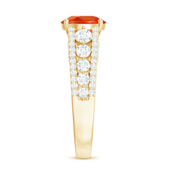 2.25 Carat Lab Grown Orange Sapphire Solitaire Engagement Ring with Side Stones