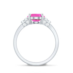 Created Pink Sapphire Oval Engagement Ring with Diamond Accent