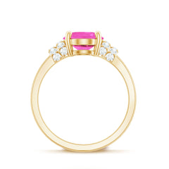 Created Pink Sapphire Oval Engagement Ring with Diamond Accent