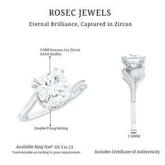 Designer Solitaire Cubic Zirconia Bypass Engagement Ring