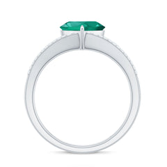 Designer 8 mm Lab Grown Emerald Heart Engagement Ring With Diamonds