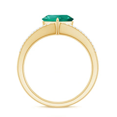 Designer 8 mm Lab Grown Emerald Heart Engagement Ring With Diamonds