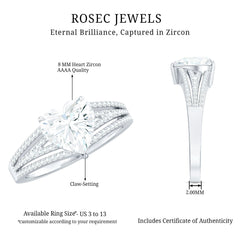 Certified Cubic Zirconia Heart Engagement Ring