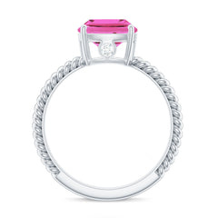 Created Pink Sapphire Solitaire Engagement Ring