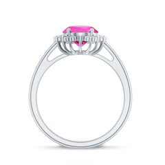 Vintage Style Lab Grown Pink Sapphire Oval Engagement Ring
