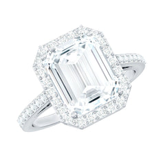 Emerald Cut Cubic Zirconia Statement Engagement Ring
