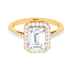 Emerald Cut Cubic Zirconia Statement Engagement Ring