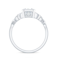 Emerald Cut Zircon Celtic Solitaire Engagement Ring
