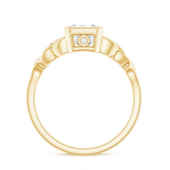 Emerald Cut Zircon Celtic Solitaire Engagement Ring