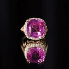 6 Carat Cushion Cut Lab Created Pink Sapphire Huge Engagement Ring