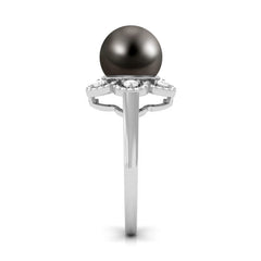Natural Tahitian Pearl Flower Cocktail Ring with Diamond