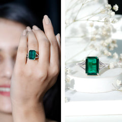 Lab Created Emerald Solitaire Engagement Ring
