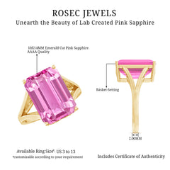 Solitaire Lab Grown Pink Sapphire Big Engagement Ring With Certificate