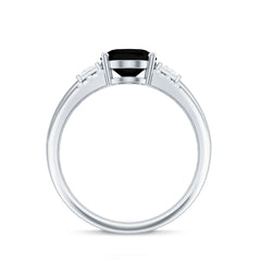 Certified Lab Grown Black Diamond Oval Engagement Ring with Diamond