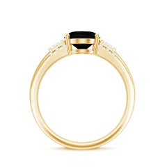 Certified Lab Grown Black Diamond Oval Engagement Ring with Diamond