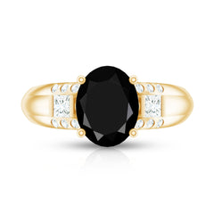Certified Lab Grown Black Diamond Oval Engagement Ring with Diamond