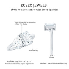 Pear and Emerald Cut Moissanite Toi Et Moi Engagement Ring