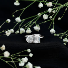 Pear and Emerald Cut Moissanite Toi Et Moi Engagement Ring