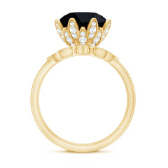 Lab Grown Black Diamond Flower Wedding Ring Set with Moissanite