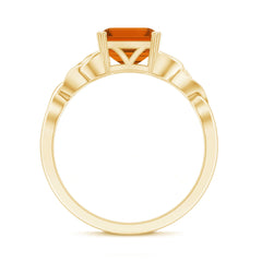 4.8 Carat Asscher Cut Lab Grown Orange Sapphire Engagement Ring with Celtic Knot