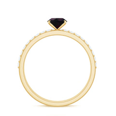 0.9 Carat Oval Cut Black Opal Wedding Ring Set With Diamond