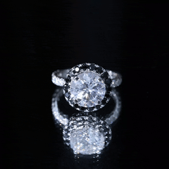 Certified 10 MM Moissanite Halo Engagement Ring With Lab Black Diamond