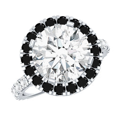 Certified 10 MM Moissanite Halo Engagement Ring With Lab Black Diamond