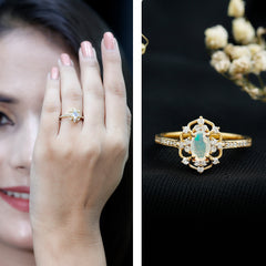 Vintage Looking 0.50 Carat Ethiopian Opal Oval Engagement Ring with Diamond Accent
