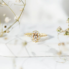 Vintage Inspired Morganite Engagement Ring with Diamonds