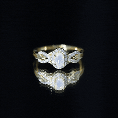 Genuine Ethiopian Opal and Diamond Oval Engagement Ring