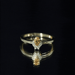 Minimalist Citrine and Diamond Promise Ring for Her in Silver