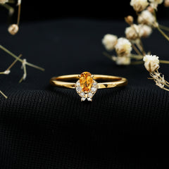 Minimalist Citrine and Diamond Promise Ring for Her in Silver