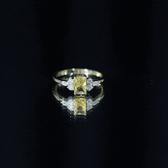 0.75 Carat Emerald Cut Lab Created Yellow Sapphire Promise Engagement Ring